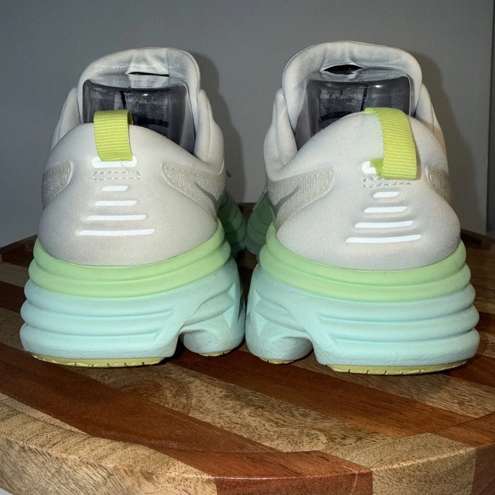 Hoka One One Women Bondi 8 1127954 White Running Shoes Sneakers Size 9.5D WIDE